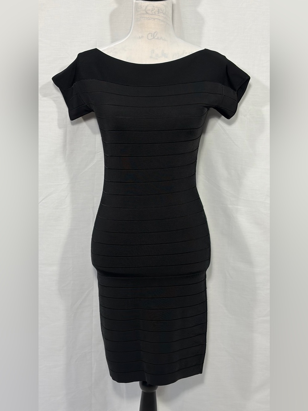 French Connection Black Ribbed Midi Dress